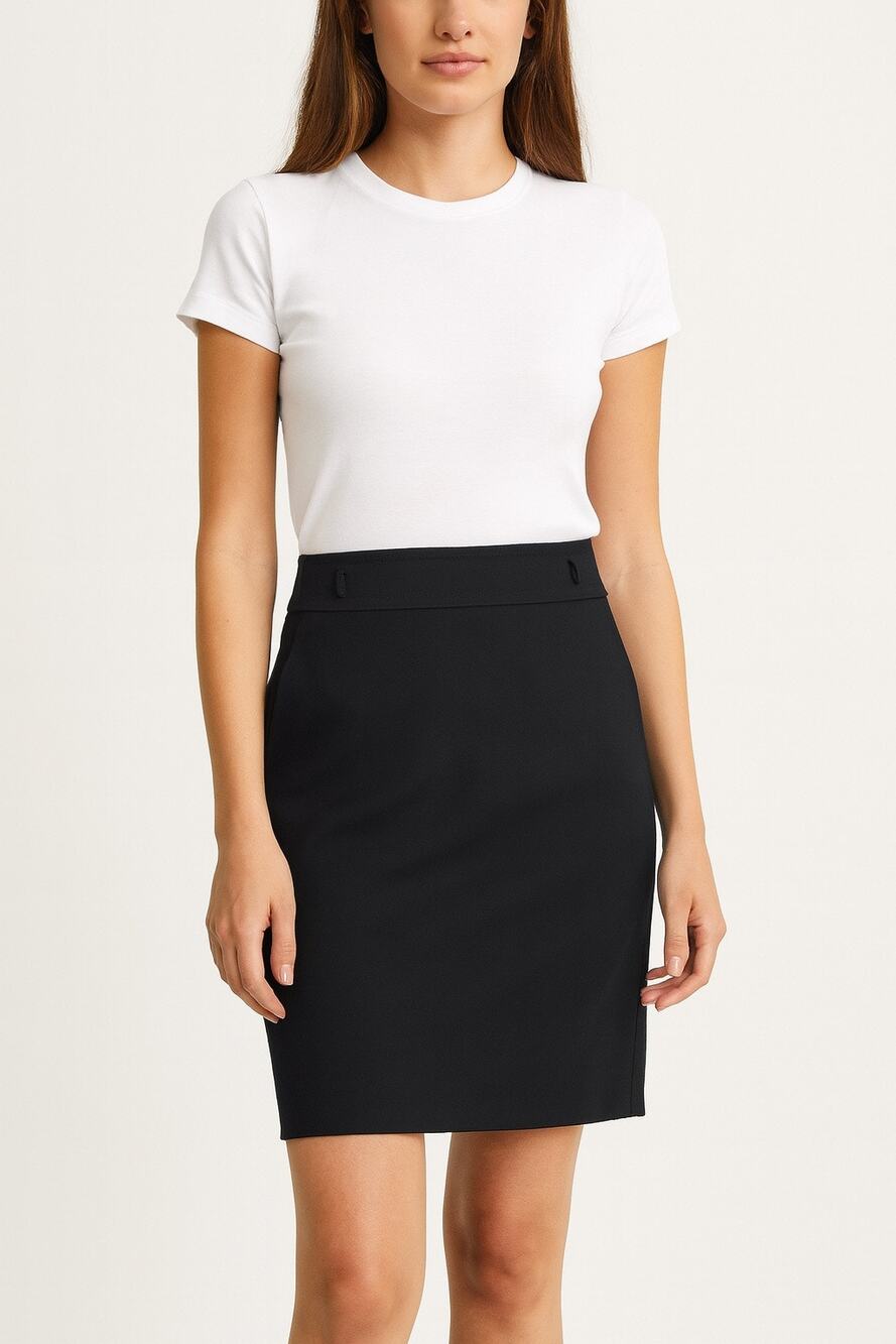 St. John Black Vented High Waist Belted Pencil Skirt Size 10